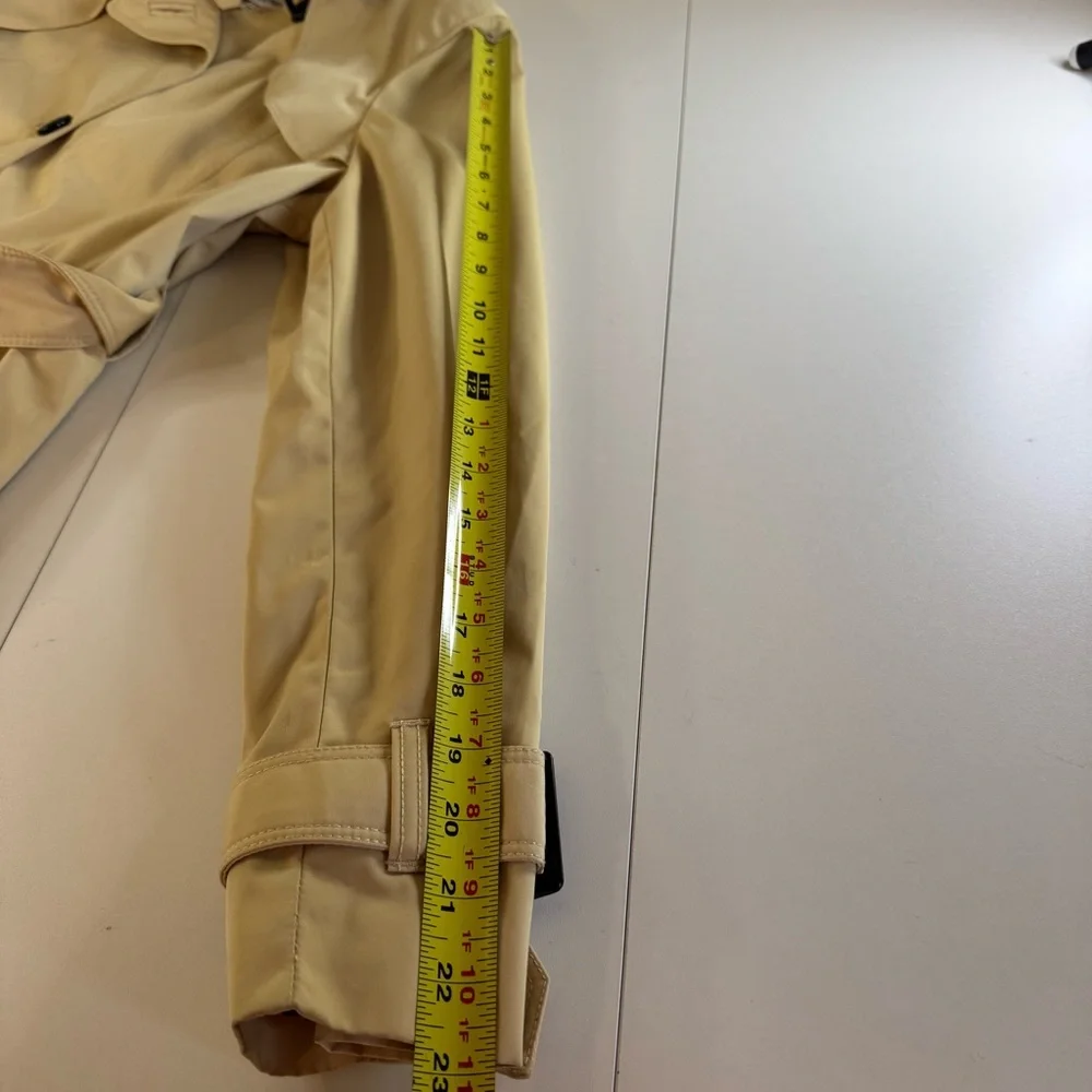 Joan Rivers Trench Rain Coat Beige Womens Small Button Front Pockets Belt Loops - Picture 13 of 14